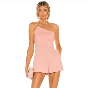 Superdown Light Pink Double Strap One Shoulder Shorts Romper Size Medium